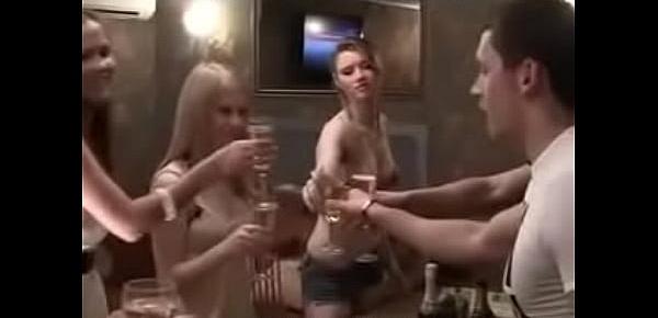  Threesome orgy at student sex party